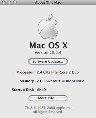 Mac OS X 10.6.4 Mac OS X 10.6.4